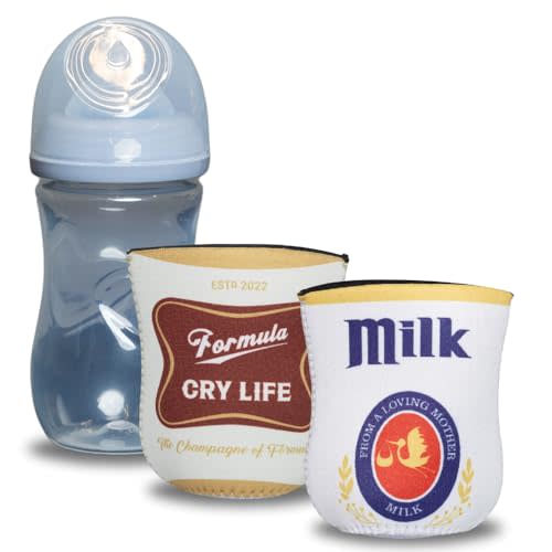 Brew Pants American Beer Themed Coozies for Baby Bottles - Funny Gift for New Parents & Baby Showers - (2 Premium Designed Neoprene Coozies + BPA/Lead/Phthalate Free Bottle Included) (Design 4)