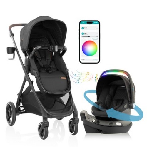 Evenflo Gold Shyft Intuiti Travel System with Rotating Lights and Sounds Infant Car Seat - Jasper Black