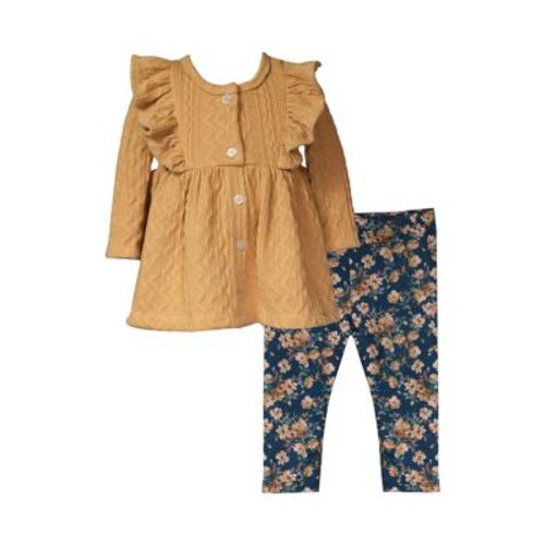 Baby Girls Pinafore Top and Printed Leggings Set
