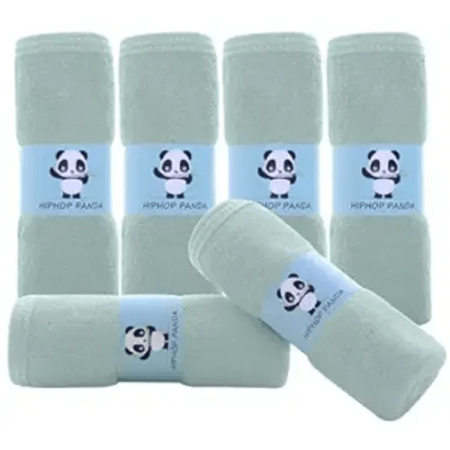 Baby Washcloths - 2 Layer Ultra Soft Absorbent Newborn Bath Face Towel - Green (Pack of 6)