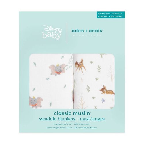 aden + anais essentials Swaddle Blanket - Disney + Friends - Bambi Forest - 2pk
