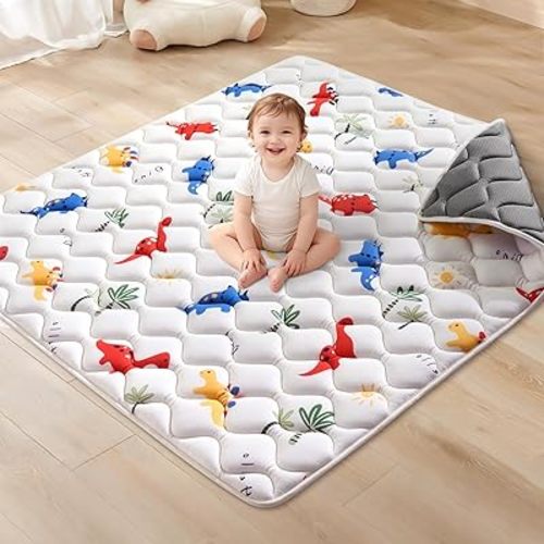 Odorless Premium Foam Baby Play Mat, Soft Microfiber Fabric Crawling Mat for Floor- Comfortable and Hypoallergenic, Non-Slip Cushioned Floor Playpen mat for Infants,Babies,Toddlers