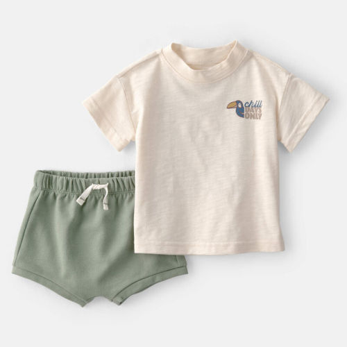 Baby Boy 2-Piece Toucan Solid Short-Sleeve Top & Short Set - Green/White | Carter’s Oshkosh Canada | 3 Months