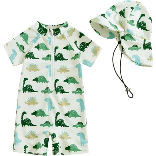 Hnyenmcko Infant Baby Boy Girls Rash Guard Swimsuit Short Sleeve Zipper Bathing Suit Toddler One Piece Swimwear Sunsuit