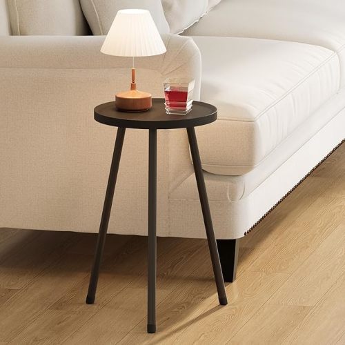 Small Couch Side Table, Drink Table, Mini Round End Table, Coffee Table, Snack Table for Small Spaces, Living Room, Bedroom, Sofa LET520DR