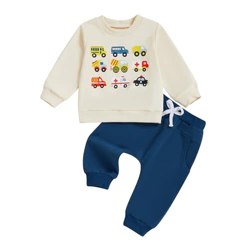 Kupretty Toddler Baby Boys Clothing Set Fashionable Long Sleeve Raccoon Printed Pullover with Pants 2Pcs Fall Outfits