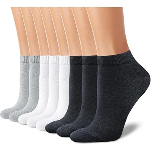 CHARKING 8 Pairs Ankle Socks for Women - Non Slip Cotton No Show Low Cut Casual Socks