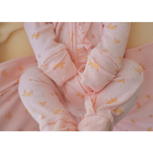 Essential Frill Zip Romper | Tiny Yellow Floral Pointelle – Little and Fern