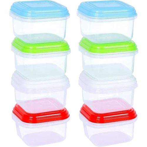 ARSUK Baby Food Storage Containers (4 oz/120ml) - Small Containers with Lids for Freezer - Plastic Snack Pots, Microwave & Dishwasher Safe, BPA Free (8 Pack)