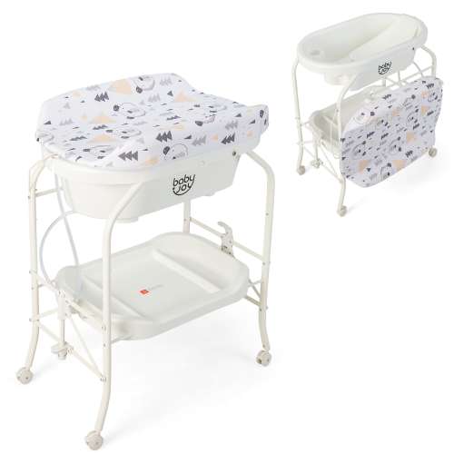 Babyjoy Baby Changing Table with Bathtub, Folding & Portable Diaper - See Details