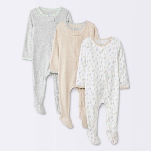 Baby 3pk Zip-Up Sleep N' Play - Cloud Island™, Color: Beige, Size: 0-3M