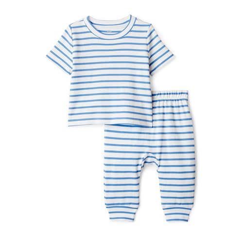 Amazon Essentials x Sofia Grainge Unisex Toddlers and Babies' Cotton Knit Short Sleeve Shirt & Pants Set