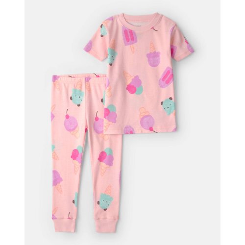 Toddler Girl Ice Cream 100% Cotton Short-Sleeve Snug Fit 2-Piece Pajama Set - Pink | Carter's