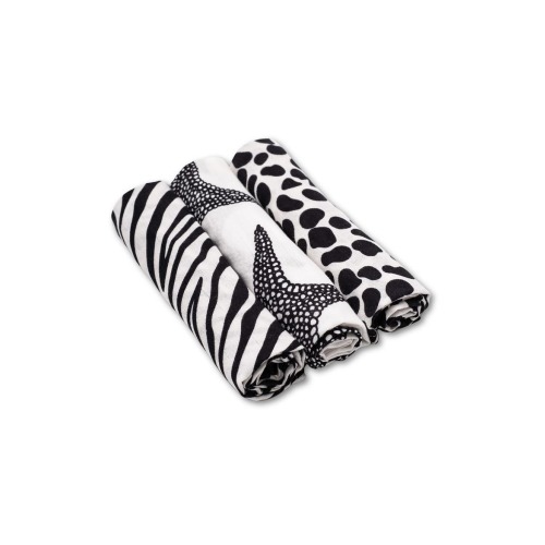 3-Pack Animal Sensory Organic Cotton Muslin Blankets