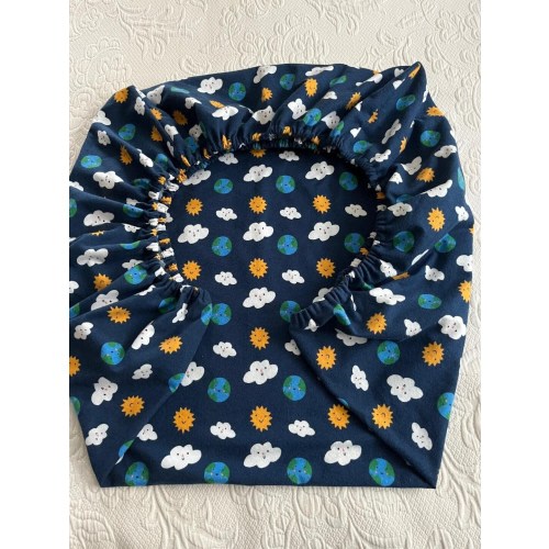 Sun Crib Sheet, cloud crib sheet, for baby, for toddler, navy nursery, flannel crib sheet
