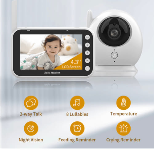 4.3" Video Baby Monitor With Camera & Audio – Privacy- No WiFi, Night Vision, Two-Way Talk, Temperature Display & Alerts, 8 Lullabies – Long-Range Wireless For Infants, Elderly & Pets | SHEIN USA