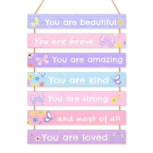 Beinou Girls Room Decor Colorful Inspirational Wall Decor Room Decor for Teen Girls Durable Kids for Nursery Playroom Bedroom,Purple Butterfly