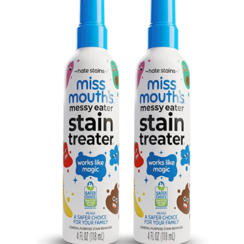 Miss Mouth's Messy Eater Stain Treater Spray - 4oz 2 Pack Stain Remover - Newborn & Baby Essentials - No Dry Cleaning Food, Grease, Coffee Off Laundry, Underwear, Fabric
