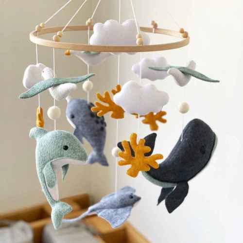 Ocean Adventure Baby Mobile - Handmade Felt Sea Creatures Crib Mobile for Nursery Decor & Baby Shower Gift