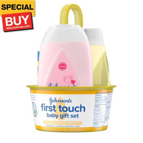Johnson's First Touch Baby Gift Set, Baby Bath, Skin & Hair Essential Products,