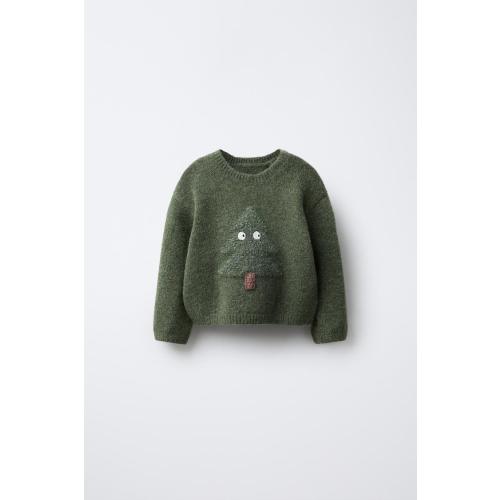 EMBROIDERED TREE KNIT SWEATER - Mid-green | ZARA United States