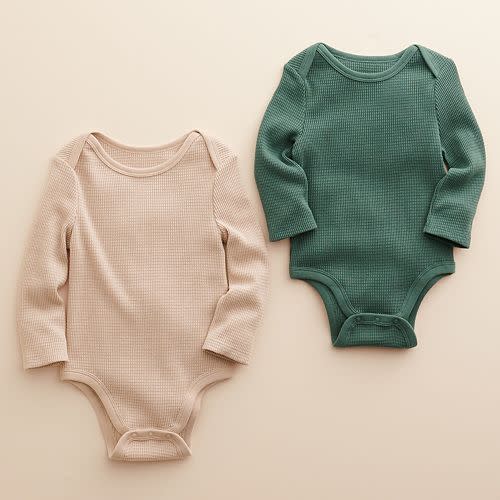 Baby Little Co. by Lauren Conrad 2-Pack Long-Sleeve Bodysuits - Light Pink Green - 12 MONTHS