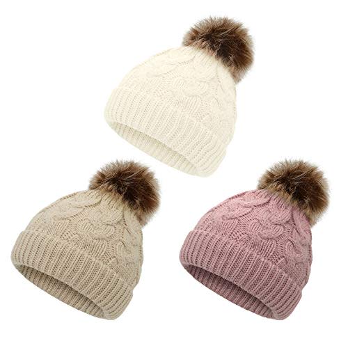 American Trends Baby Girl Hat Baby Beanie Knit Toddler Winter Hats for Girls Boys Warm Infant Cap Pom Pom