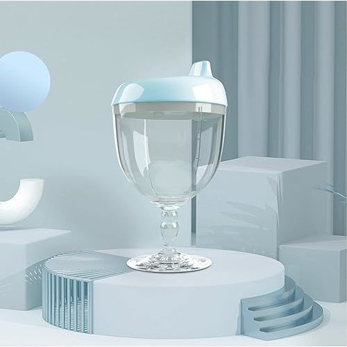 Wine Sippy Cup, Plastic Wine Glass Baby Goblet Sippy Cup Beverage Mug Milk Bottle with Lid for Kids Birthday Party or Celebration (over 8 months)