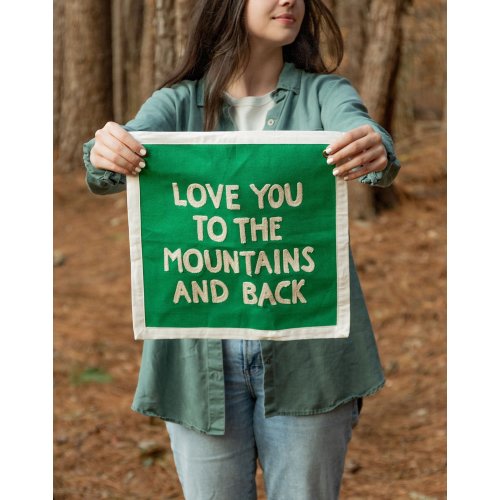 Mountains And Back Embroidered Canvas Banner - 1canoe2