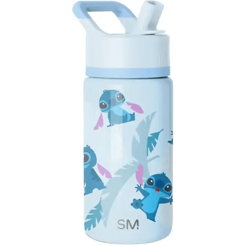 Simple Modern Kids Summit Water Bottle with Straw Lid | Disney Stitch 14oz Stainless Steel Cup Insulated Tumbler for Girls, Boys, School | Tropical Stitch