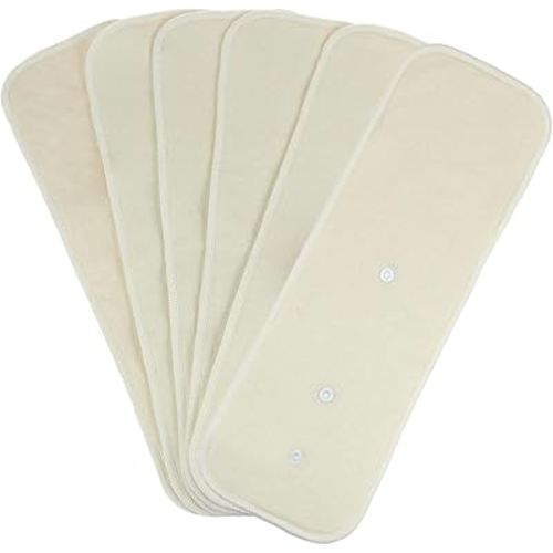 Mama Koala 3-Layer Hemp Cotton Baby Cloth Diaper Inserts, Adjustable and Reusable for Any Baby Cloth Diapers(6 Pack)