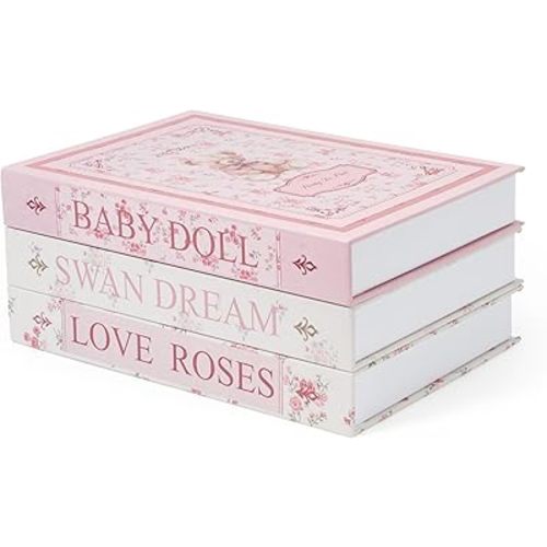 TwoDays Coquette Room Decor Aesthetic, Vintage Victorian Decorative Fake Books, Storage Box for Coffee Table and Bookshelf, Bridgerton Decor. (Set of 3)