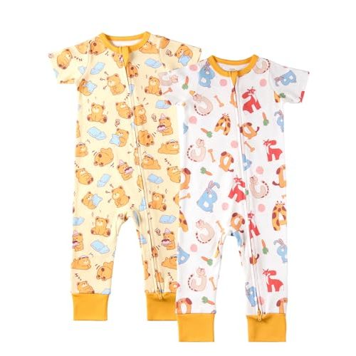 GUISBY Baby Cotton Footless Zipper Pajamas | 100% Cotton Comfort, Easy Zipper, Footless, Cool Night Wear, Baby Gift