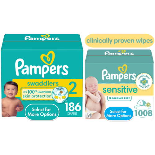 Pampers Swaddlers/Sensitive Wipes Bundles Size 2