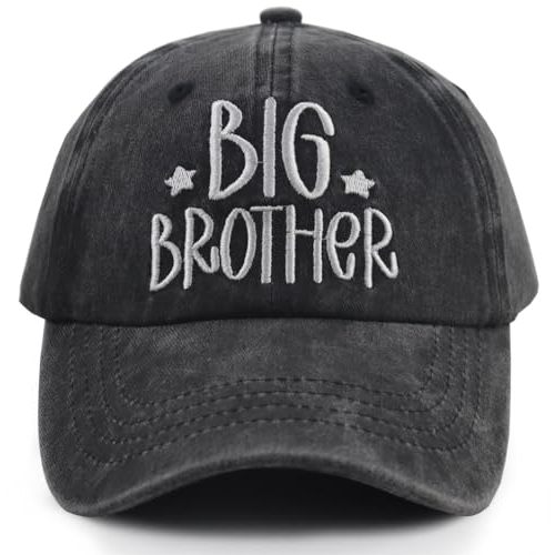 Big or Brother and Sister Hats for Boys Age 3-10 Year Old, Adjustable Embroidered Cotton Baseball Cap