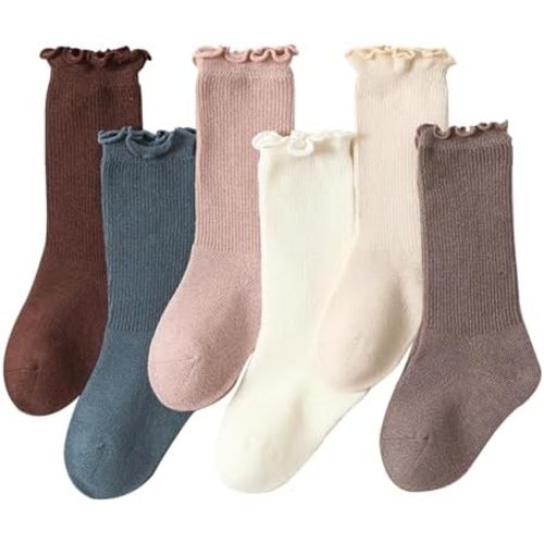 Baby Girls Socks,Toddlers Ruffle Socks,Girl's Knee-High Stockings, Kids Cozy Warm Solid Color Long Socks
