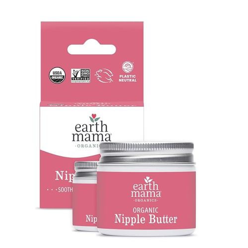Earth Mama Organic Nipple Butter™ | Nipple Cream Safe for Breastfeeding | Postpartum Essentials for Nursing | Non Lanolin Nipple Cream, 2 fl oz (2-Pk)