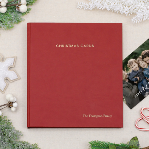 Christmas Card Album | Cover: Red Vegan Leather | Available Personalized