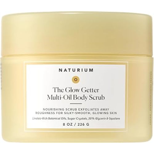 Naturium Glow Getter Body Scrub, Exfoliating Sugar Crystals with Linoleic-Rich Oils, Glycerin & Squalane, 226 g / 8 oz