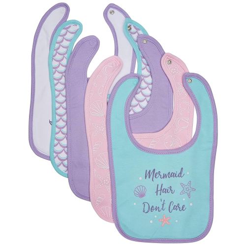 Hudson Baby Unisex Baby Cotton Bibs, Mermaid, One Size