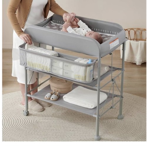 BEKA Diaper Changing Station, Portable Changing Table for Baby, Waterproof, Folding Portable Changing Station, Adjustable Height w/Organizer, Mobile Nursery Diaper Changing Table for Baby, Newborn