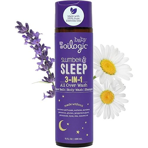 Oilogic Slumber & Sleep Essential Oil Vapor Bath Relief for Babies & Toddlers - Made with 100% Pure and Natural Blend of Essential Oils, Lavender, Chamomile - 266ml (9 fl oz)
