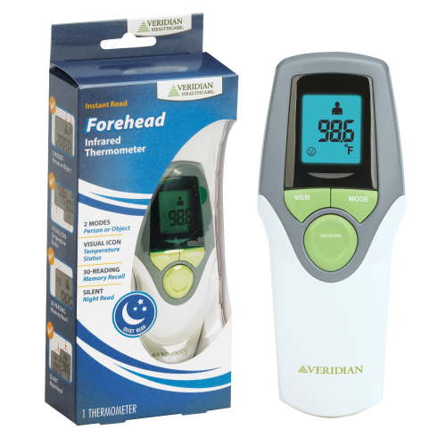 Veridian Healthcare Forehead Infrared Thermometer, 1-Second Readout, Hygienic, Whole Family Care