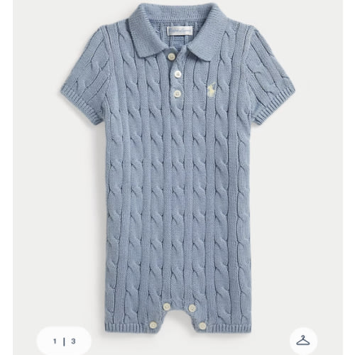 Polo Boys' Cable Knit Cotton Polo Shortall - Baby