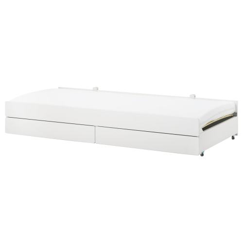 SLÄKT Pull-out bed with storage - white Twin