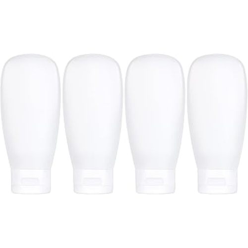 TSA Approved Travel Bottles Set for Toiletries Travel Size Containers Kit 4 Pack Portable Leak Proof Refillable Squeeze Cosmetic Airplane Essential Shampoo Hair Conditioner Body Lotion Bath Shower Gel