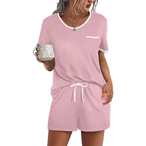 Ekouaer Pajamas for Womens Set 2 Piece Soft Sleepwear, Chest Pocket