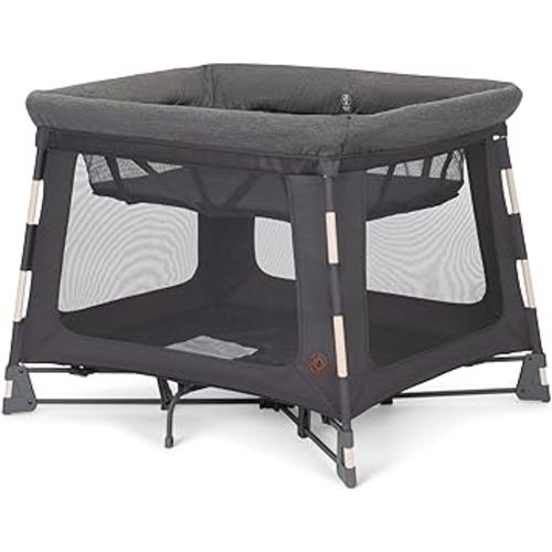 Maxi-Cosi Swift Baby Playard with Mat, Baby Playpen, Play Yard with Bassinet, Portable Playpen for Babies and Toddlers, Classic Graphite
