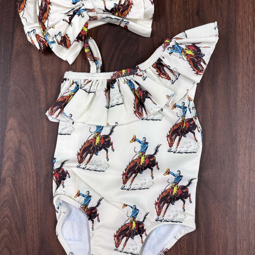 Cowboys Ruffle Single Ruffle Swimsuit – theFRINGEDpineapple