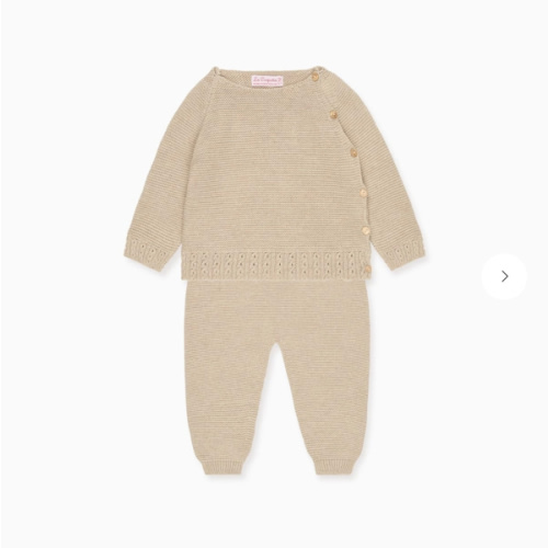 Taupe Bailey Cotton Baby Knitted Set | La Coqueta UK – La Coqueta Kids